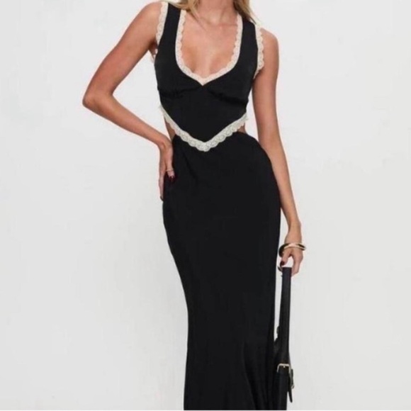 Princess Polly Black and White Backless Dress - Picture 1 of 11